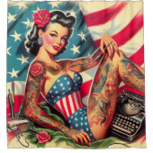 ヴィンテージの古い学校の入れ墨 シャワーカーテン (正面)