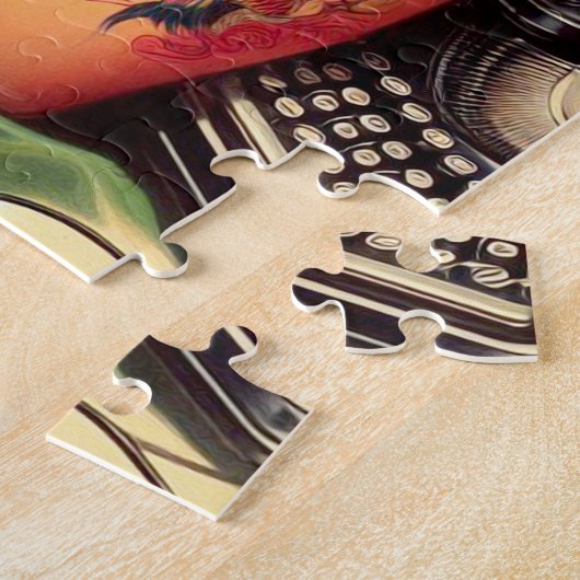 ヴィンテージの古い学校の入れ墨 ジグソーパズル (側面)