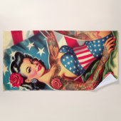 ヴィンテージの古い学校の入れ墨 ビーチタオル (正面)