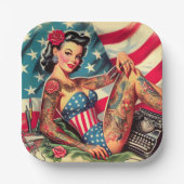 ヴィンテージの古い学校の入れ墨 ペーパープレート (正面)