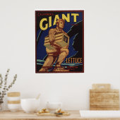 ヴィンテージの古い巨大レタス野菜クレートラベル ポスター (キッチン)