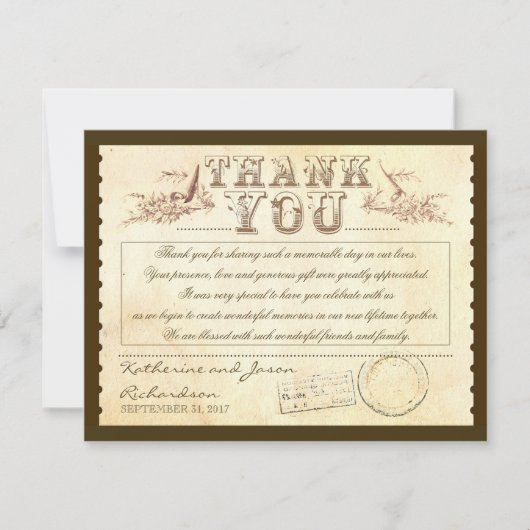 ヴィンテージの古い感謝チケット - カード (正面)