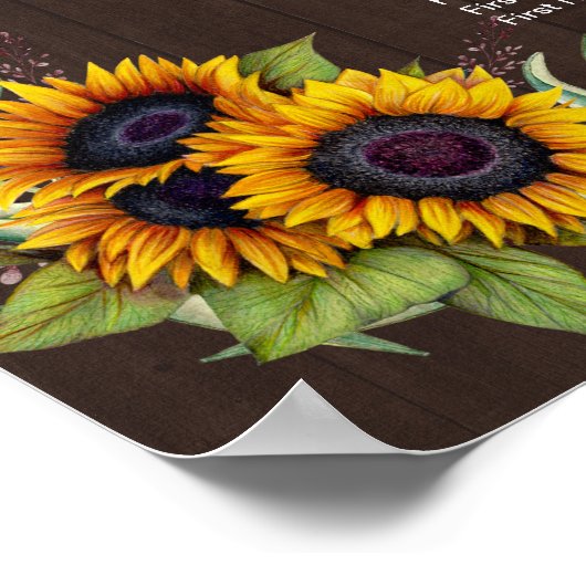 ヴィンテージの古い木のひまわり結婚の座席表 ポスター