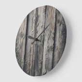 ヴィンテージの古い木灰色のテクスチャ ラージ壁時計 (傾斜)