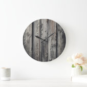 ヴィンテージの古い木灰色のテクスチャ ラージ壁時計 (ホーム)