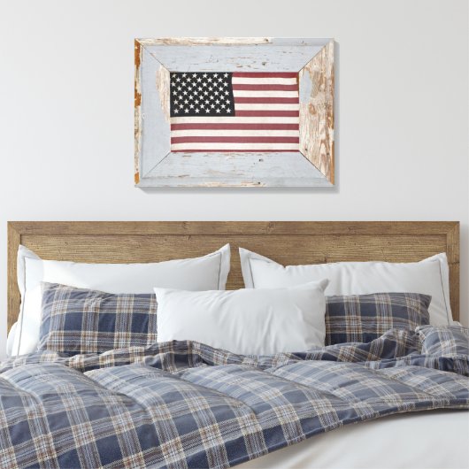 ヴィンテージの古い栄光アメリカの旗を額装 キャンバスプリント (インサイチュ (寝室))