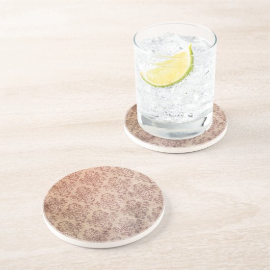 ヴィンテージの古い汚れたフローラ壁紙 コースター (側面)