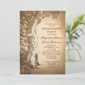 ヴィンテージの古い田舎の婚約パーティ招待状 招待状 (スタンド正面)