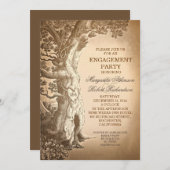 ヴィンテージの古い田舎の婚約パーティ招待状 招待状 (正面/裏面)