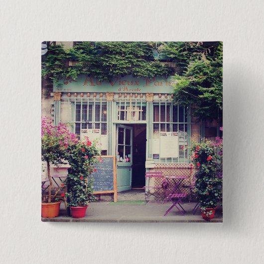 ヴィンテージの古い町パリ 缶バッジ (正面)