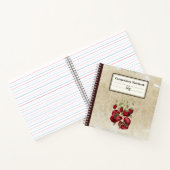 ヴィンテージの古い紙組成物のイチゴ ノートブック (内部)