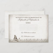ヴィンテージの古い結婚式の出席依頼 出欠カード (正面/裏面)