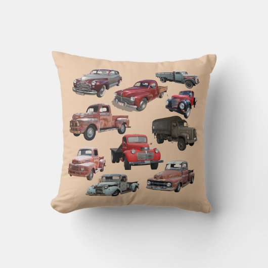「ヴィンテージの古い車とトラック」 クッション (正面)