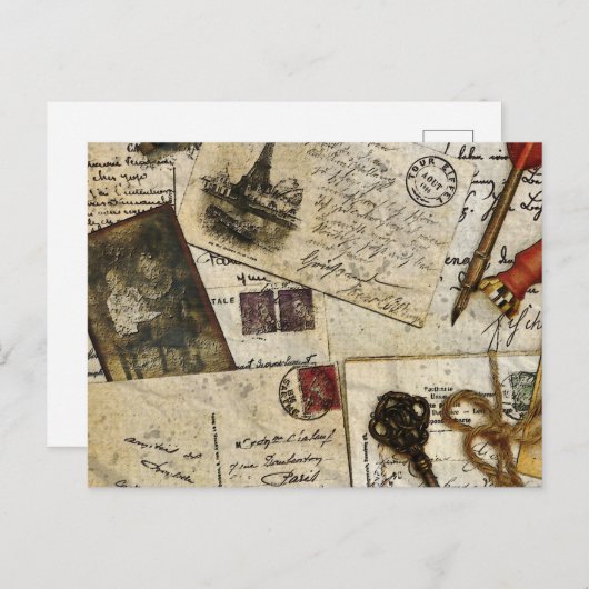 ヴィンテージの古い郵便の思い出 ポストカード (正面/裏面)