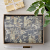 ヴィンテージの古い金ゴールドのメリークリスマスの休日の村 薄葉紙 (ギフト)