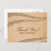 ヴィンテージの古い音楽ノートサンキューカード ポストカード (正面/裏面)