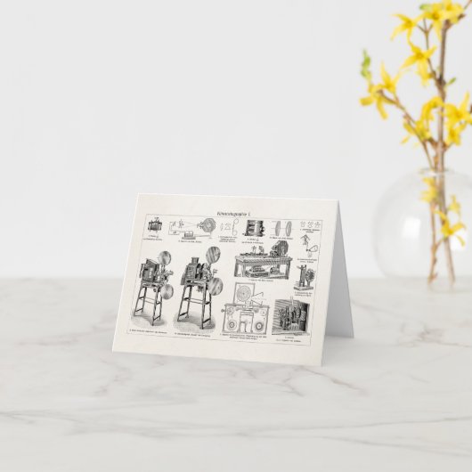 ヴィンテージの古く旧式な映画用カメラの映画撮影法 カード (黄色い花)