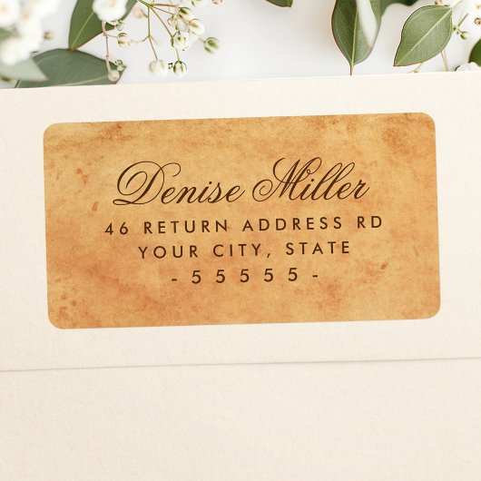 ヴィンテージの古びた紙の返信先住所 ラベル