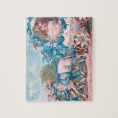 ヴィンテージの可愛い女の子のイースターエッグのキャリッジby Lambs ジグソーパズル (縦)