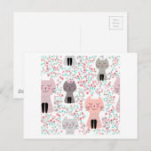 ヴィンテージの可愛い子猫 ポストカード (正面/裏面)