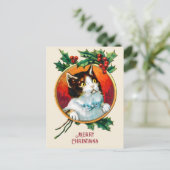ヴィンテージの可愛い猫のクリスマス シーズンポストカード (スタンド正面)
