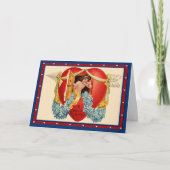 ヴィンテージの可愛らしい家のハート シーズンカード (正面)