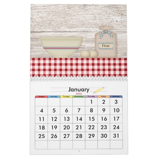ヴィンテージの台所カレンダー カレンダー (1月 2026)