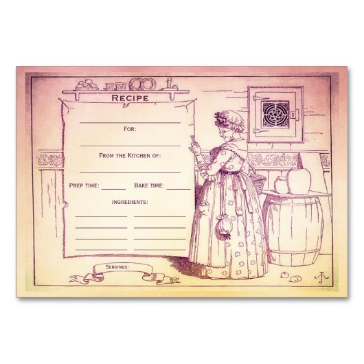 ヴィンテージの台所古い母Hubbardのレシピカード テーブルナンバー (正面)