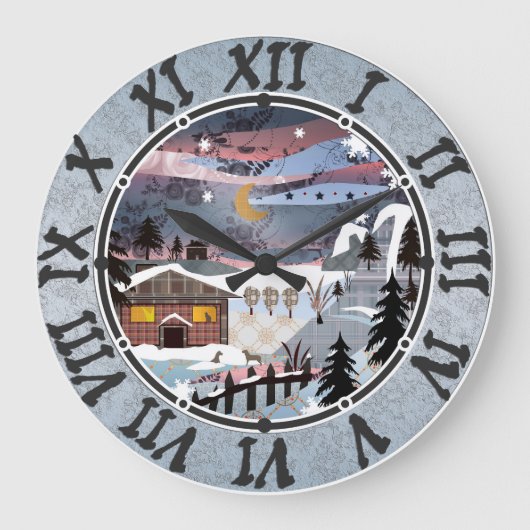 ヴィンテージの台所時計、台所、冬 ラージ壁時計 (正面)