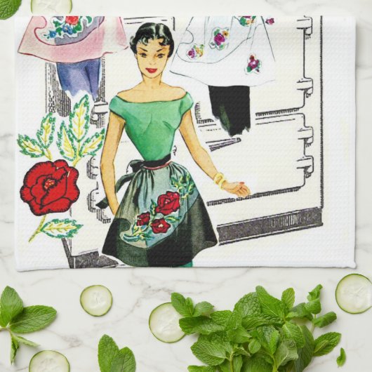 ヴィンテージの台所用レンジタオル キッチンタオル (折り畳み)