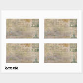 ヴィンテージの台本付き鳥籠 長方形シール (シート)