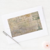 ヴィンテージの台本付き鳥籠 長方形シール (封筒)