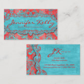 ヴィンテージの名刺のダマスク織のスエードの紫系統2 名刺 (正面/裏面)