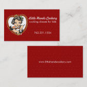 ヴィンテージの名刺を調理するブルネットの女の子のベーキング 名刺 (正面/裏面)