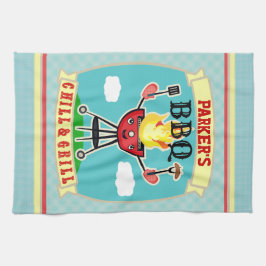 ヴィンテージの名前をカスタムするのバーベキューBBQタオル キッチンタオル