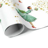 ヴィンテージの吹クリスマスウーマンがロウソクを ラッピングペーパー (ロールコーナー)