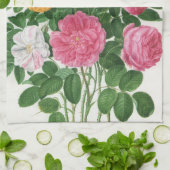 ヴィンテージの咲き誇る花々、春の庭園のバラ キッチンタオル (折り畳み)