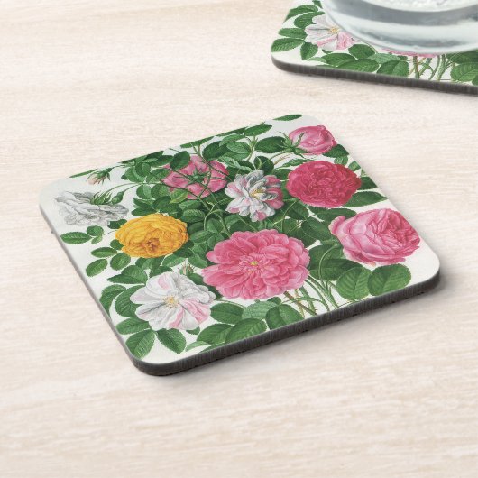 ヴィンテージの咲き誇る花々、春の庭園のバラ コースター (左側)
