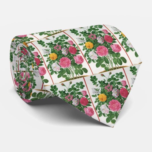 ヴィンテージの咲き誇る花々、春の庭園のバラ ネクタイ (ロール)