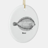 ヴィンテージの唯一の魚のイラストレーション セラミックオーナメント (右)