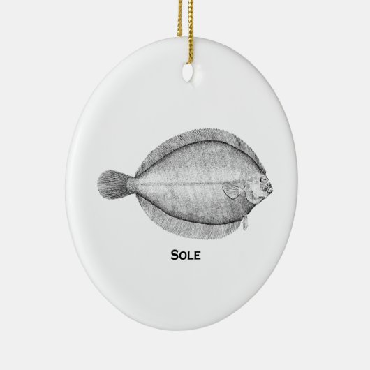 ヴィンテージの唯一の魚のイラストレーション セラミックオーナメント (右)