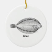 ヴィンテージの唯一の魚のイラストレーション セラミックオーナメント (正面)