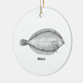 ヴィンテージの唯一の魚のイラストレーション セラミックオーナメント (左)