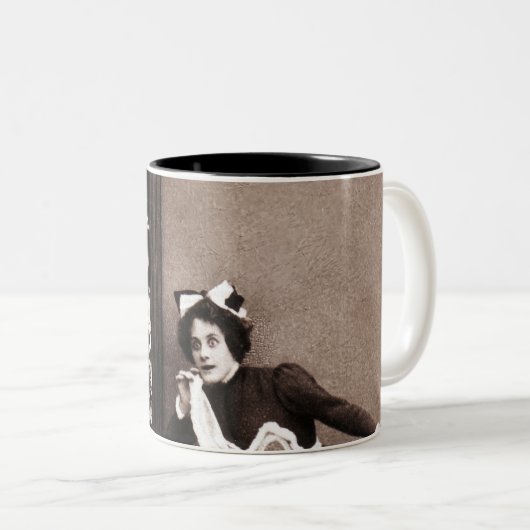 ヴィンテージの喜劇的な会う約束の郵便はがき ツートーンマグカップ (正面右)