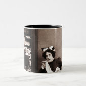 ヴィンテージの喜劇的な会う約束の郵便はがき ツートーンマグカップ (中央)