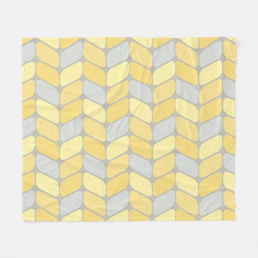 ヴィンテージの四角形（黄色） フリースブランケット (正面(横))
