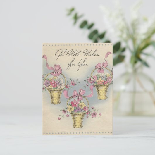 ヴィンテージの回復おめでとうバスケット1 ポストカード (スタンド正面)