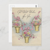 ヴィンテージの回復おめでとうバスケット1 ポストカード (正面/裏面)