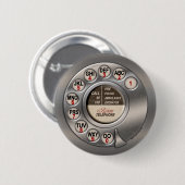 ヴィンテージの回転式電話 缶バッジ (正面&裏面)