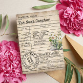 ヴィンテージの図書カードの花柄 ブック ブライズシャワー 招待状